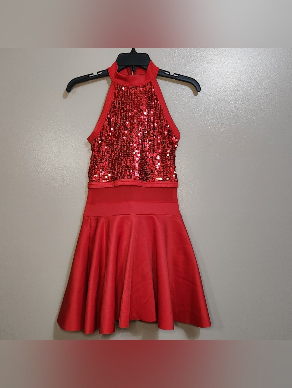 Weissman Red Sequin Halter Dance Dress Size Adult Medium